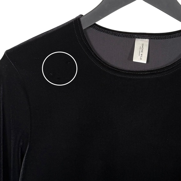 Simone Wild Size L Black Long Sleeve Velvet Top - Picture 4 of 8